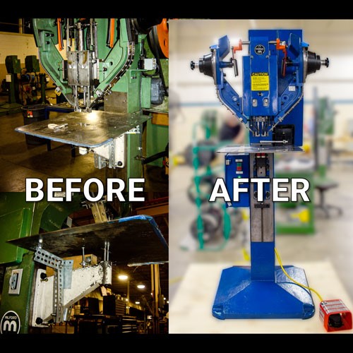 Before and after photos of a Factory Remanufactured Impact Riveter